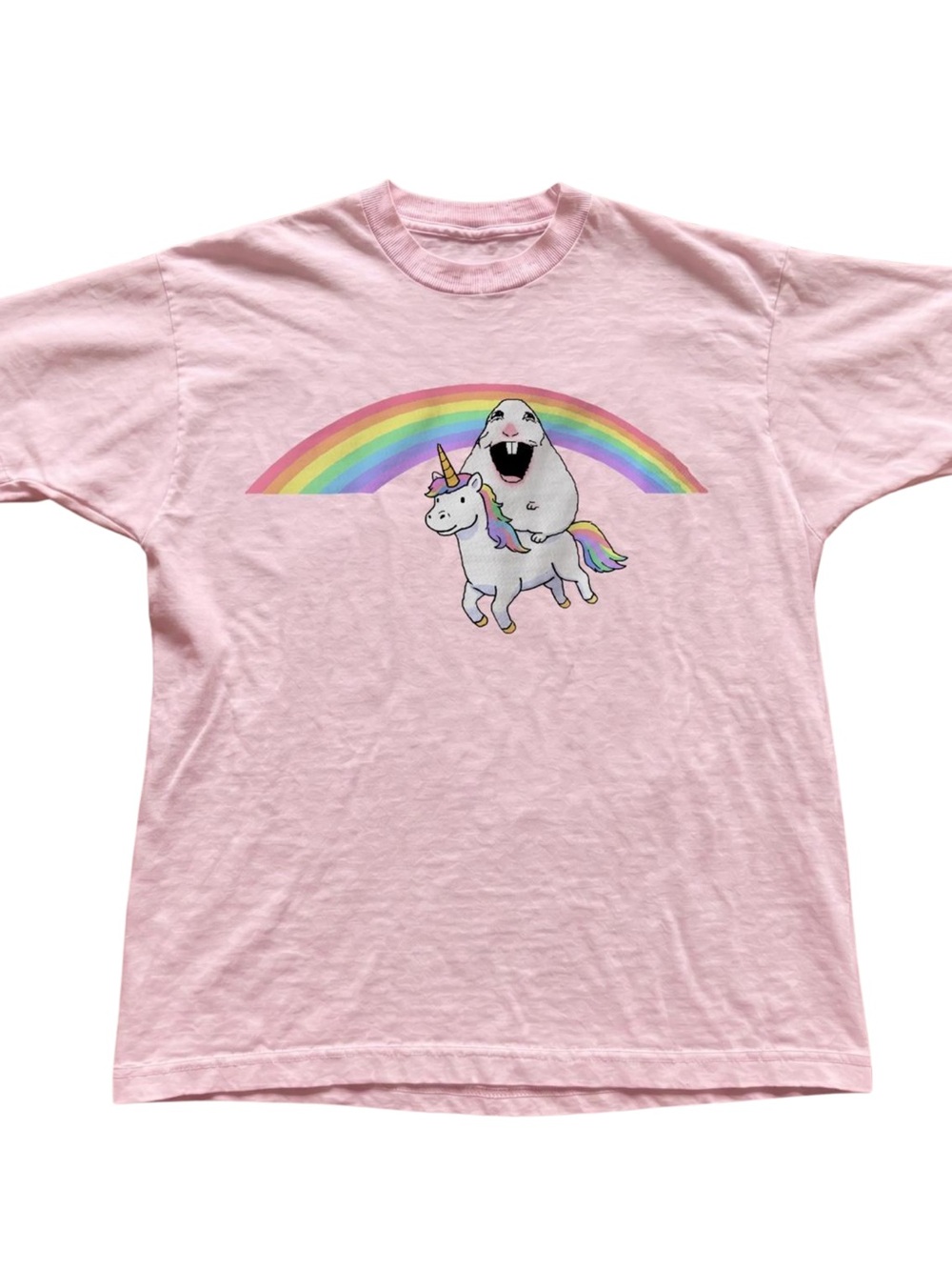 Gildan Pink Unicorn Rainbow Graphic Tee